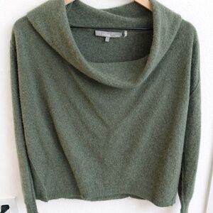 27 Miles Malibu Olive Green 100% Cashmere Cowl Neck Sweater Small